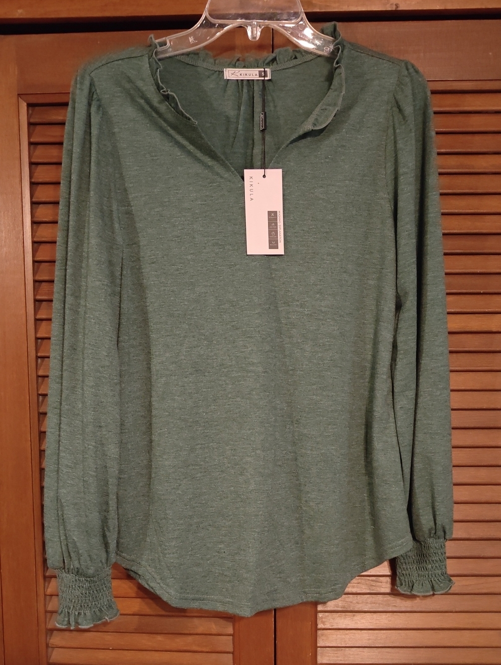 NWT Kikula Long Sleeve Ruffle Neck Top